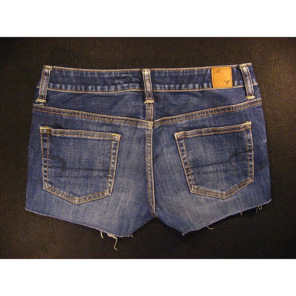 American Eagle Womens CUTOFF JEAN SHORTS Low Rise 2 Blue Slouchy - Picture 2 of 8